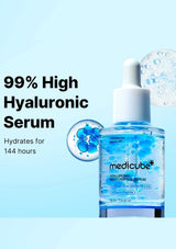 Medicube Hyaluronic Acid Serum bottle with dropper on a light blue background