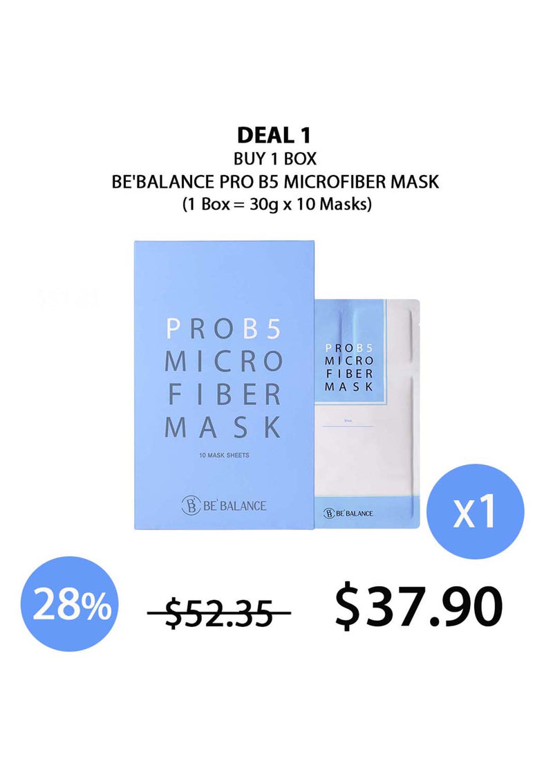 [BE'BALANCE] Pro B5 Microfiber Mask (1 Box = 30g x 10 Masks)