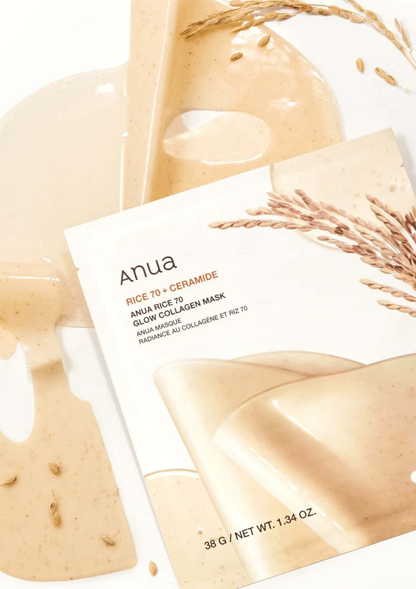 [ANUA] Rice 70 Glow Collagen Mask (1 Box = 38g x 4 Sheets)