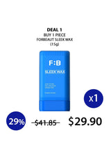 F:B Sleek Wax packaging with promotional text on a white background