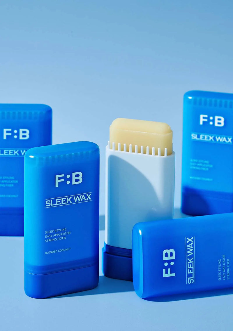 F:B Sleek Wax products on a blue background