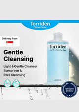 Torriden cleansing water bottle with product description on a white background
