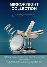 Makeup compact with pink ivory base on a white background