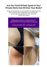 Advertisement for a skin whitening product with images of dark spots on skin and text about product benefits.