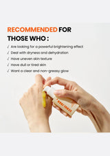 Product being applied to skin with text indicating recommended uses on a white background