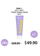 Ytning toning cream tube with promotional text on a white background