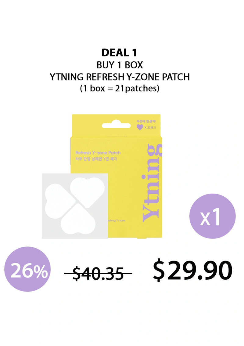 Promotional graphic for YTNING Refresh Y-Zone Patch with price and discount information.