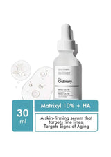 The Ordinary Matrixyl 10% + HA serum bottle with packaging on a white background