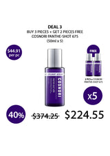 Cosnori Panthe-Shot 675 skincare product with promotional offer on a white background