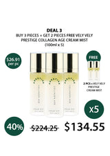 Promotional offer for Vely Vely Prestige Collagen Age Cream Mist with pricing and quantity details.