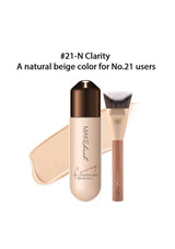 MAKE+ FOUNDATION bottle with applicator and text on a white background