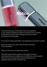 Lipstick with 'ODDTYPE' branding on a light green background, accompanied by product information text.