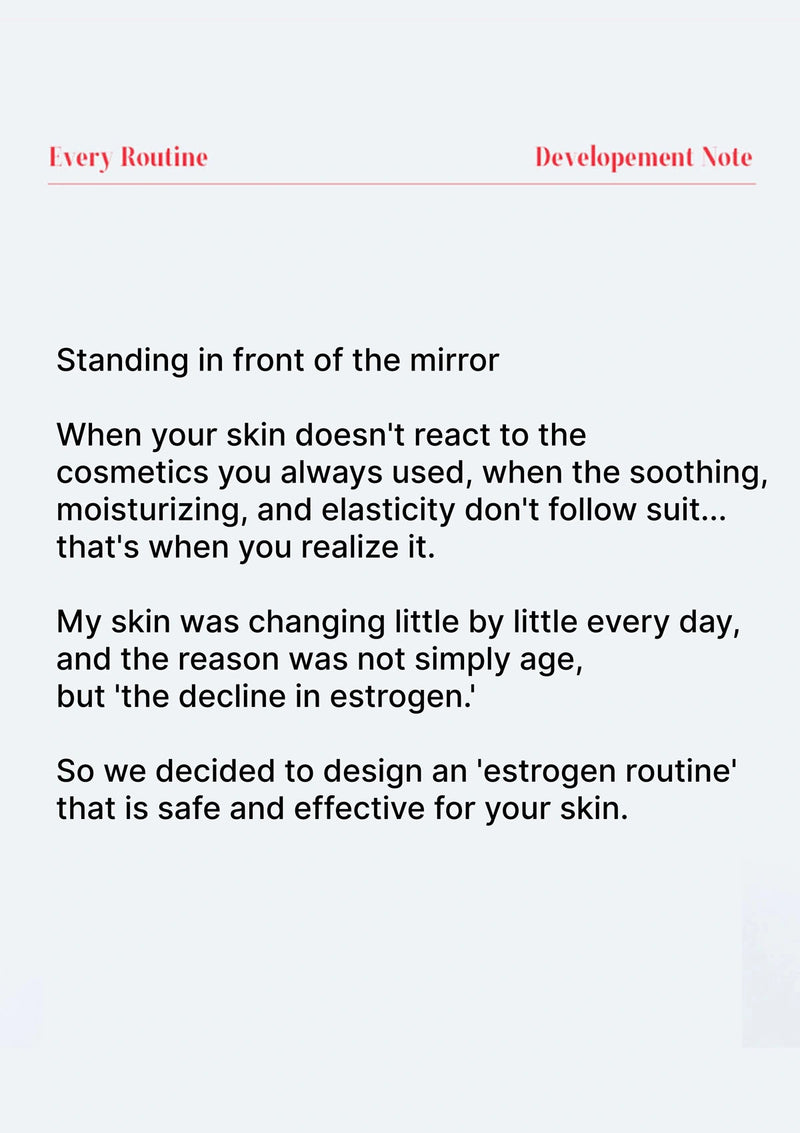 Text on a white background discussing skin care routines and estrogen decline.