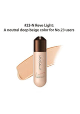 Makeup product with a neutral deep beige color swatch on a white background
