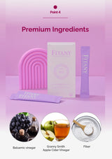 Fitany product packaging with premium ingredients on a pink background