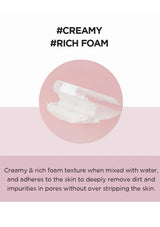 Product with creamy rich foam texture on a pink background