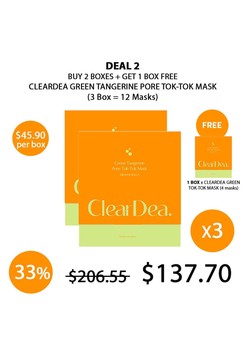 [CLEARDEA] Green Tangerine Pore Tok-Tok Mask (1 Box = 20g x 4 Masks)