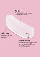 Product packaging with text on a pink background