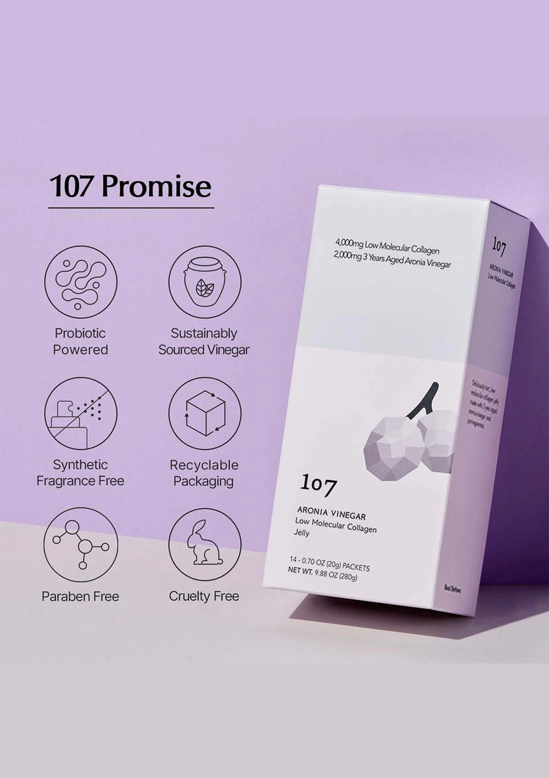 107 Promise packaging with features on a purple background