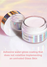 Glass Skin Cream jar with a metallic lid on a white background