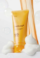 Medicube skincare product with foam on a white background