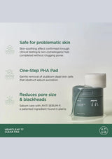 An advertisement for a skincare product with text about its benefits on a light gray background.
