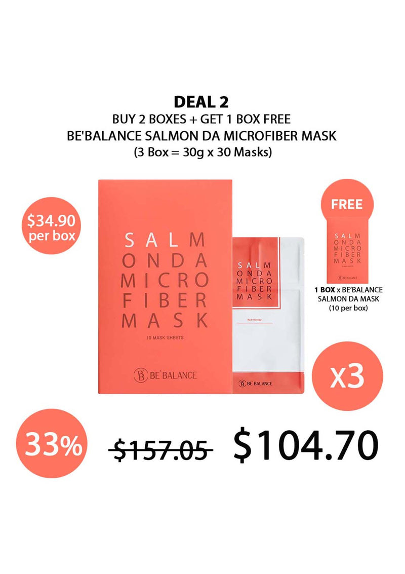 [BE'BALANCE] Salmon Da Microfiber Mask (1 Box = 30g x 10 Masks)