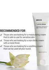 Rovectin Lotus Cream with a white flower on a white background