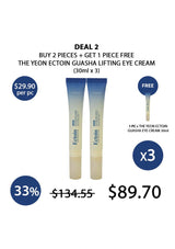 Promotional offer for The Yeon Ectoin Guasha Lifting Eye Cream with pricing and quantity details.