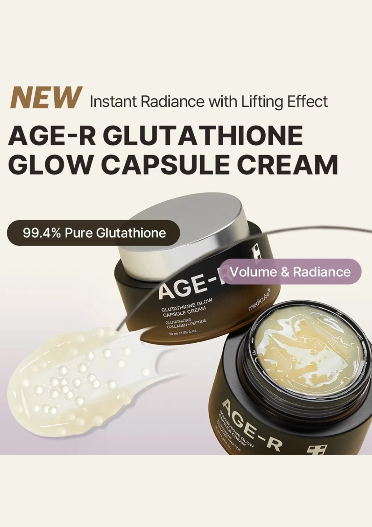 MEDICUBE Age-R Glutathione Glow Capsule Cream – Radiance Boost Cream 50ml – COCOMO
