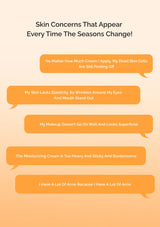 List of skin concerns related to seasonal changes on a beige background