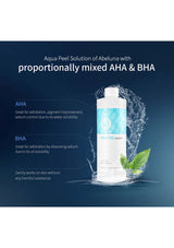 Aqua Peel Solution of Abeluna with AHA and BHA on a dark blue background