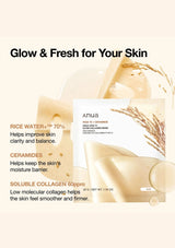 [ANUA] Rice 70 Glow Collagen Mask (1 Box = 38g x 4 Sheets)
