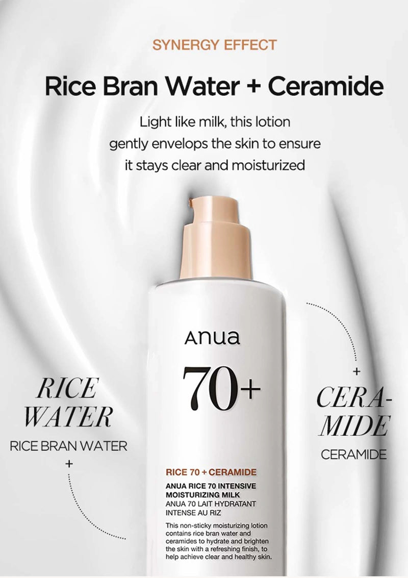 ANUA Rice 70 Intensive Moisturizing Milk for Dewy Hydration