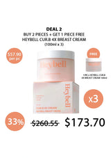 Heybell breast cream packaging with promotional text on a white background