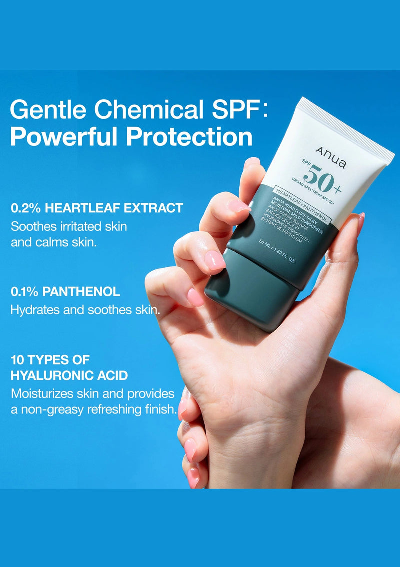 Anua Heartleaf Silky Moisture Suncream Powerful protection