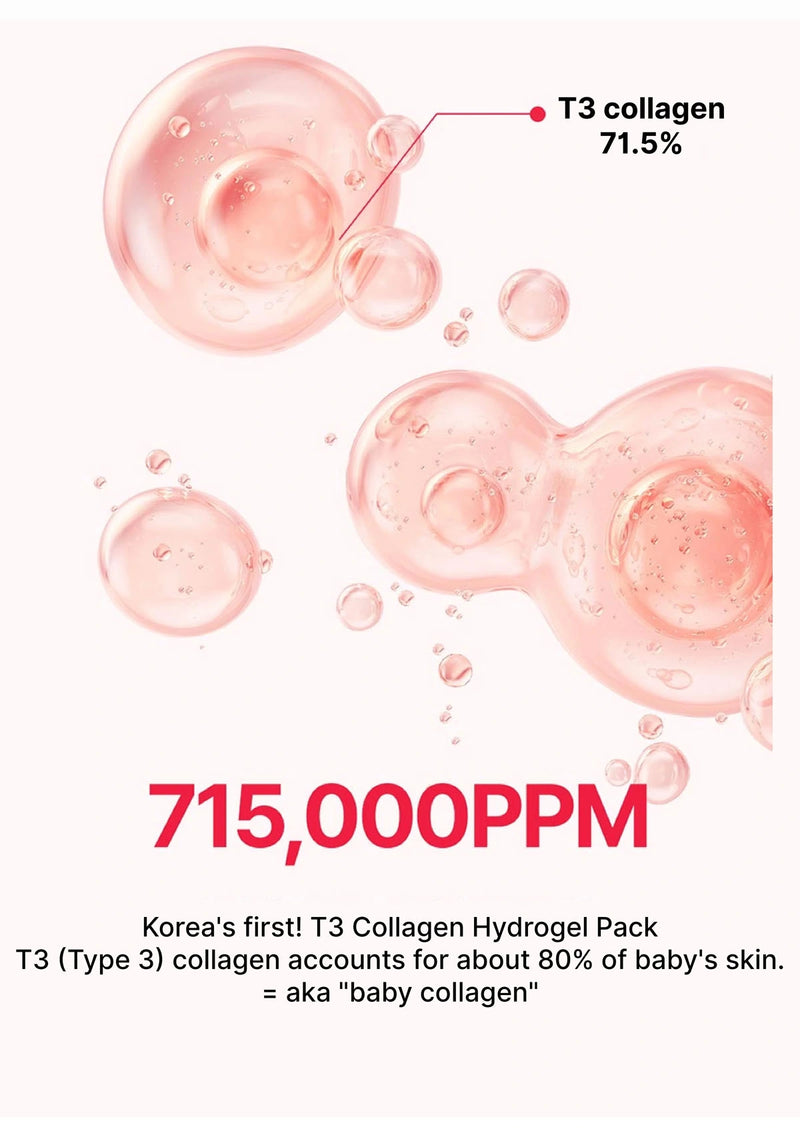 T3 collagen hydrogel pack with text on a white background