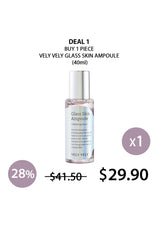 Vely Vely Glass Skin Ampoule bottle with promotional text on a white background