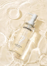 Cosnori bottle of micro-active cleansing oil on a beige textured background