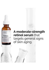 Brown serum bottle with white cap labeled 'The Ordinary' on a white .The Ordinary Age-Support Serum bottle on a white background background.