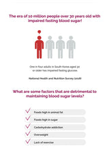 Informational graphic about impaired fasting blood sugar and factors affecting blood sugar levels.