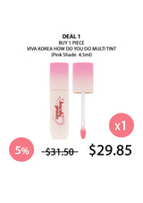 Viva Korea lip tint with packaging on a white background, showing a discount offer.