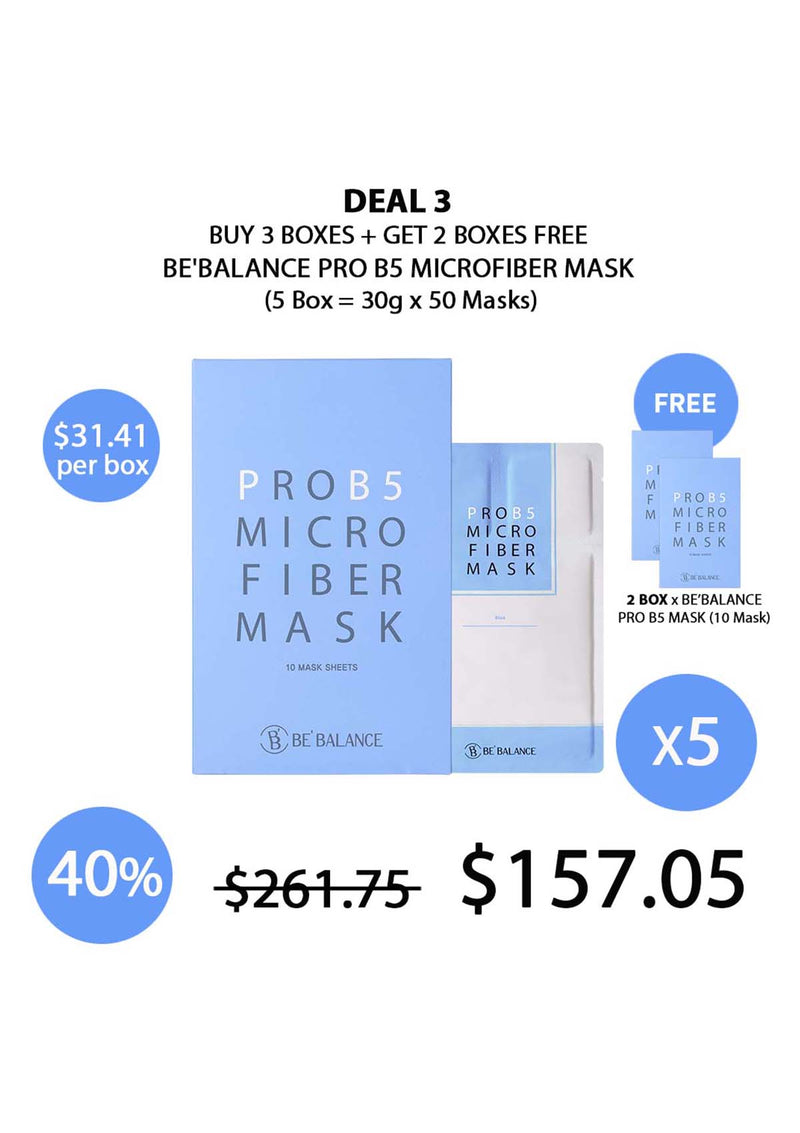 [BE'BALANCE] Pro B5 Microfiber Mask (1 Box = 30g x 10 Masks)