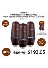 Promotional offer for Varol ice roll serum with pricing and quantity details on a white background.
