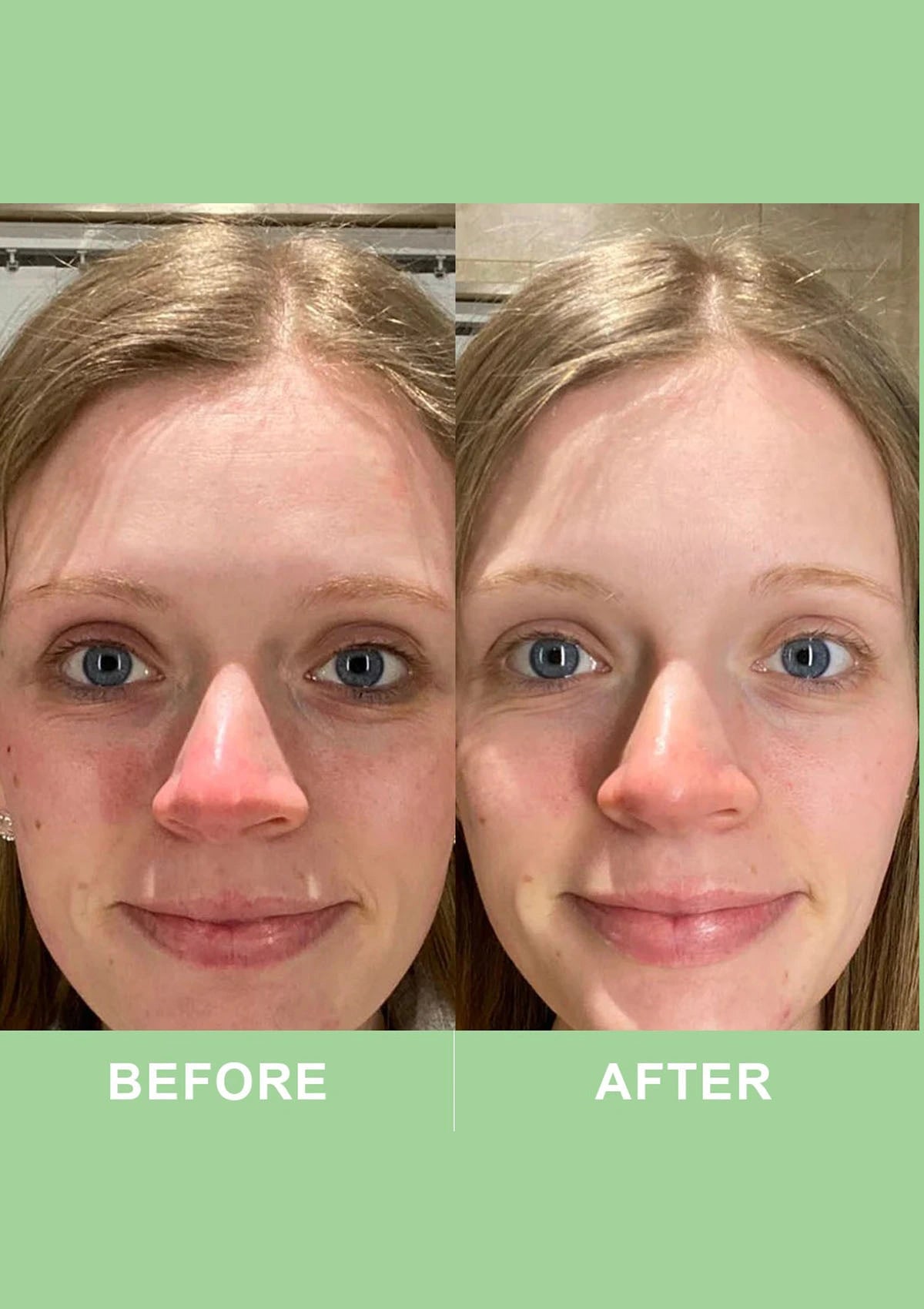 Before and after comparison of a person with a green background