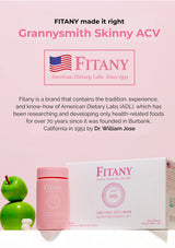 Fitany product with green apple and box on a white background