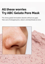 Flaner ABC Gelato Pore Mask with ice cream cone, carrots, and beetroot on a blue background