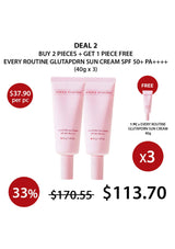 Promotional offer for Every Routine Glutaporn Sun Cream with a free赠品 on a white background