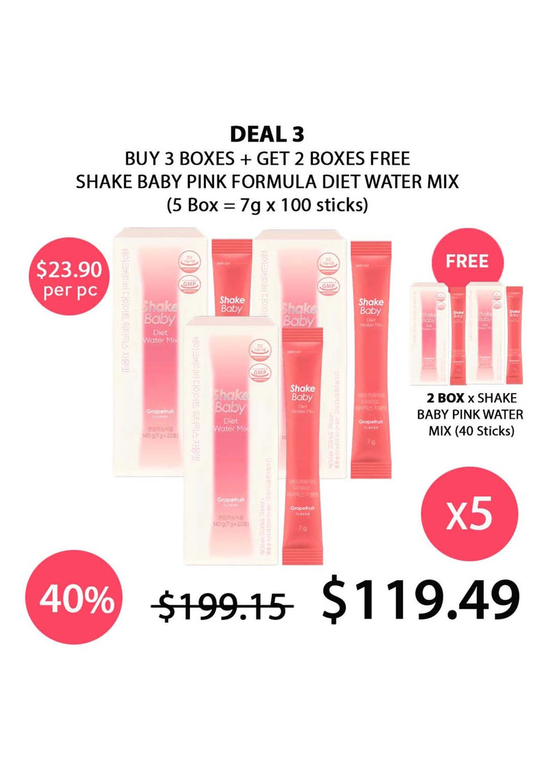 SHAKE BABY Pink Formula – Light Daily Water Mix Drink Sticks – COCOMO