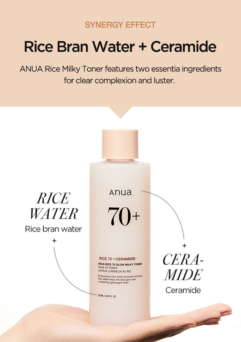 ANUA Rice 70 Glow Milky Toner for Bright, Hydrated Skin clear complexion and gloss solution